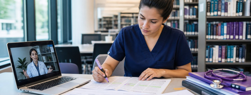 Graduate nursing student appraising research evidence with an online tutor