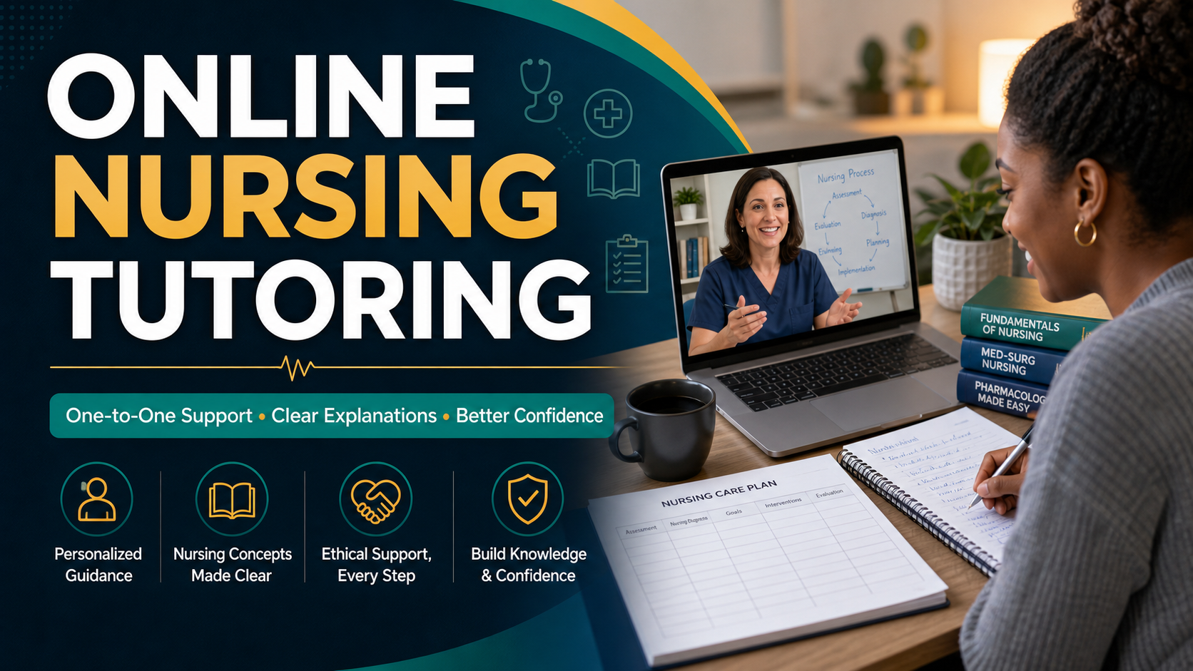 online nursing tutoring professional study support flyer